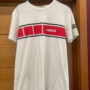 Yamaha Men's Red and White Short Sleeve Tee